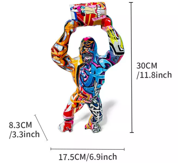 Graffiti King Kong Gorilla Resin Statue Wild Monkey Art Colorful Sculpture 30cm - Image 9