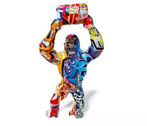 Graffiti King Kong Gorilla Resin Statue Wild Monkey Art Colorful Sculpture 30cm - Image 7