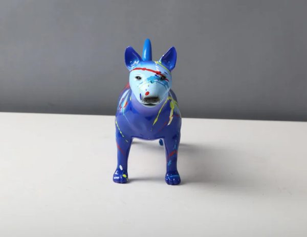 Bull Terrier Statue Colorful Splash Paint Art Resin Bull Terrier Dog Sculpture - Image 9