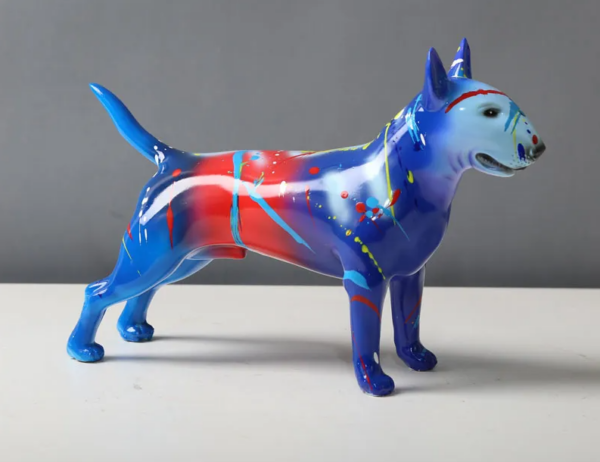 Bull Terrier Statue Colorful Splash Paint Art Resin Bull Terrier Dog Sculpture - Image 8