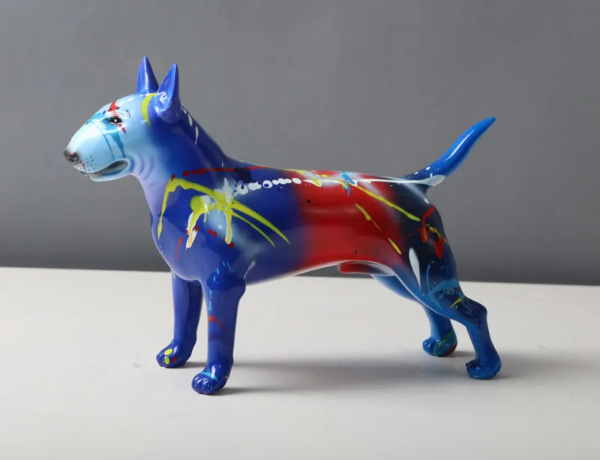 Bull Terrier Statue Colorful Splash Paint Art Resin Bull Terrier Dog Sculpture - Image 7