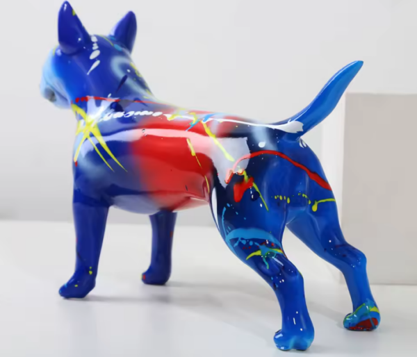 Bull Terrier Statue Colorful Splash Paint Art Resin Bull Terrier Dog Sculpture - Image 6