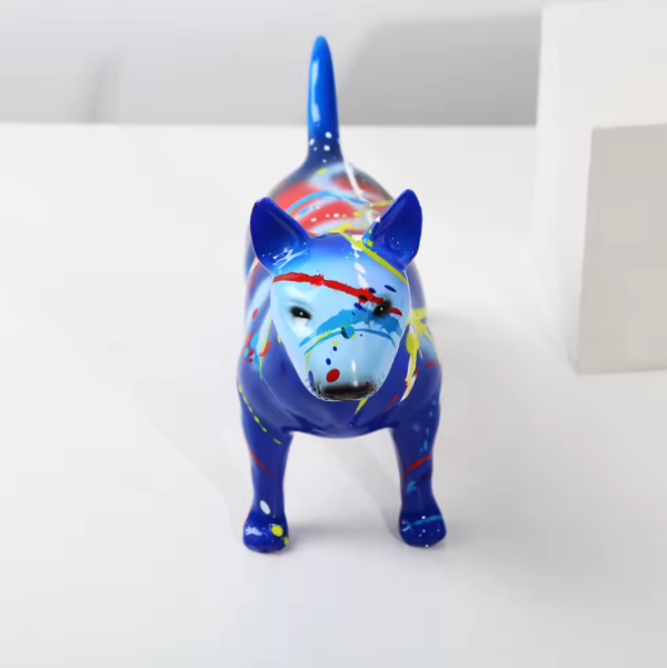 Bull Terrier Statue Colorful Splash Paint Art Resin Bull Terrier Dog Sculpture - Image 5