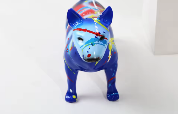 Bull Terrier Statue Colorful Splash Paint Art Resin Bull Terrier Dog Sculpture - Image 4