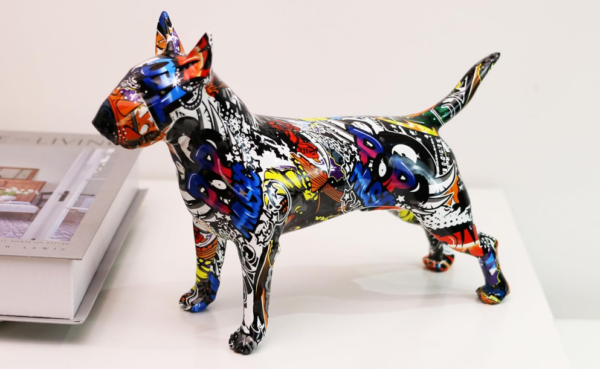 Bull Terrier Statue Graffiti Pop Paint Art Resin Bull Terrier Dog Sculpture - Image 6