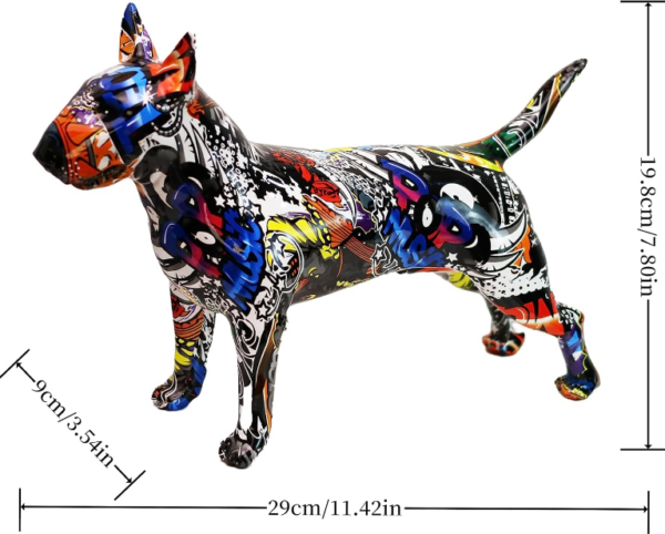 Bull Terrier Statue Graffiti Pop Paint Art Resin Bull Terrier Dog Sculpture - Image 5