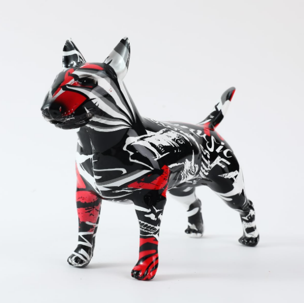 Bull Terrier Statue Graffiti Pop Paint Art Resin Bull Terrier Dog Sculpture - Image 4