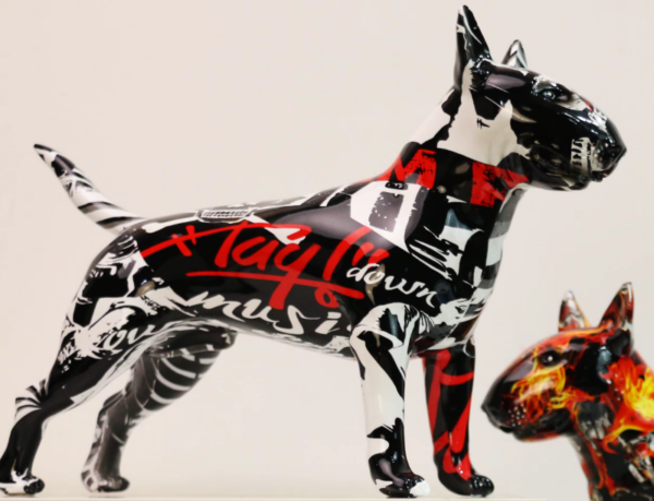 Bull Terrier Statue Graffiti Pop Paint Art Resin Bull Terrier Dog Sculpture - Image 2