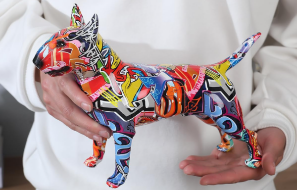 Bull Terrier Statue Graffiti Pop Paint Art Resin Bull Terrier Dog Sculpture - Image 11