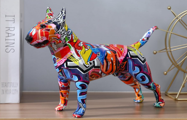 Bull Terrier Statue Graffiti Pop Paint Art Resin Bull Terrier Dog Sculpture - Image 10