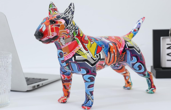 Bull Terrier Statue Graffiti Pop Paint Art Resin Bull Terrier Dog Sculpture - Image 9