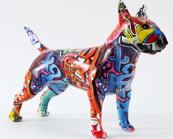 Bull Terrier Statue Graffiti Pop Paint Art Resin Bull Terrier Dog Sculpture - Image 8