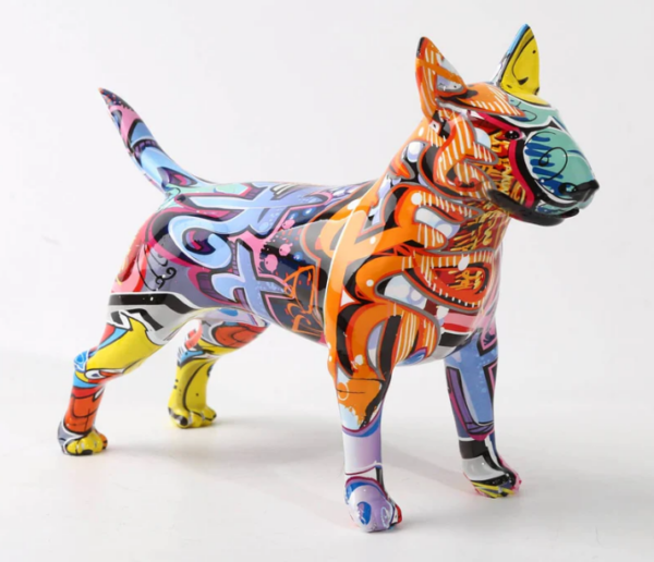 Bull Terrier Statue Graffiti Pop Paint Art Resin Bull Terrier Dog Sculpture - Image 6