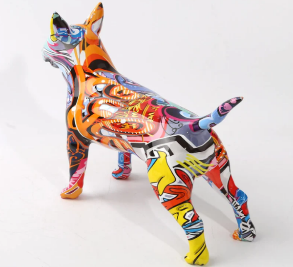 Bull Terrier Statue Graffiti Pop Paint Art Resin Bull Terrier Dog Sculpture - Image 5