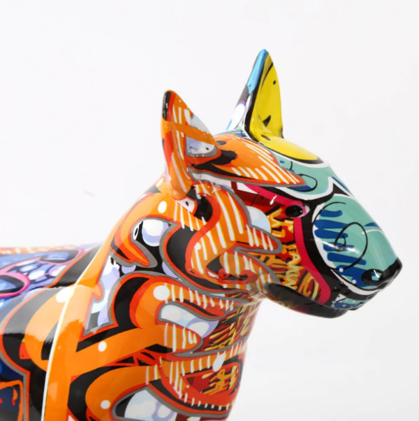 Bull Terrier Statue Graffiti Pop Paint Art Resin Bull Terrier Dog Sculpture - Image 4