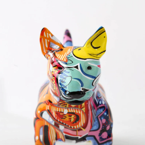 Bull Terrier Statue Graffiti Pop Paint Art Resin Bull Terrier Dog Sculpture - Image 3