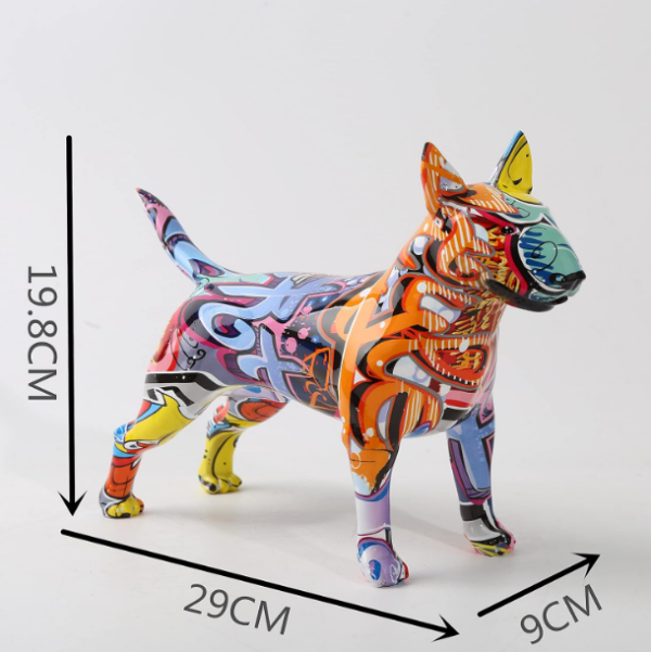 Bull Terrier Statue Graffiti Pop Paint Art Resin Bull Terrier Dog Sculpture - Image 2