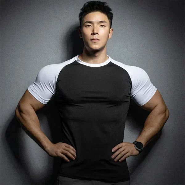 Men's Muscle Shirt, Casual Tight Fit, Fitness Short Sleeve T-Shirt, Running, Workout, Gym