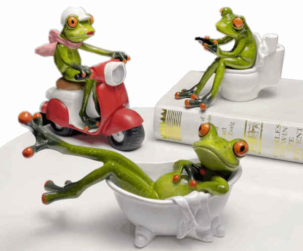 Decorative Frog Figurines, Resin Bathroom Decor