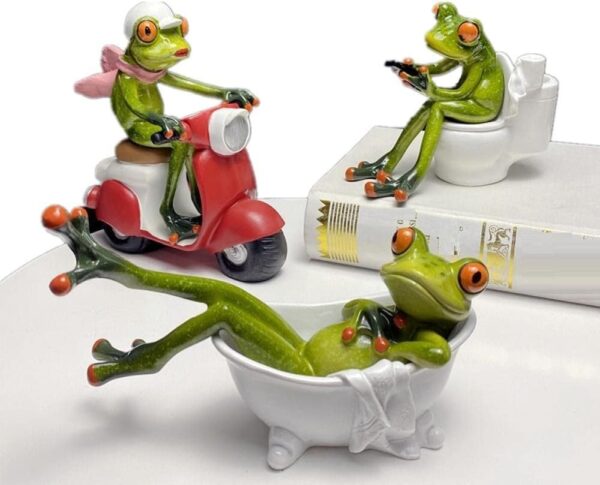 Decorative Frog Figurines, Resin Bathroom Decor