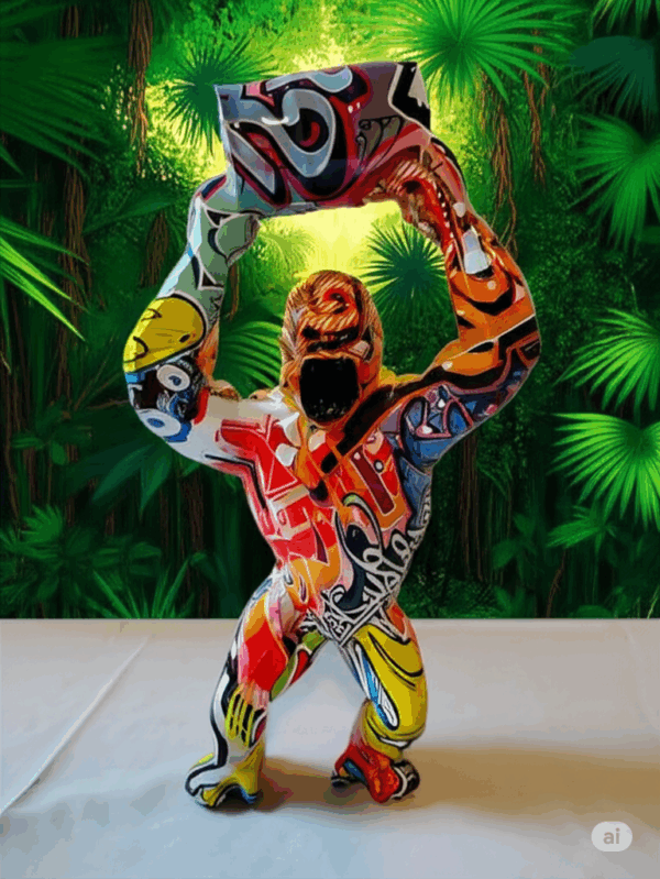 Graffiti King Kong Gorilla Resin Statue Wild Monkey Art Colorful Sculpture 30cm