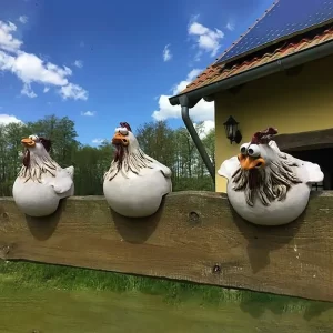 Chicken Fence Decoration Statues For Garden Stairs Farm Chicken Sculpture